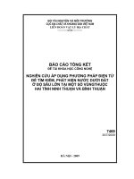 Nghiên cứu áp dụng phương pháp điện từ để tìm kiếm, phát hiện nước dưới đất ở độ sâu lớn tại một số vùng thuộc hai tỉnh ninh thuận và bình thuận