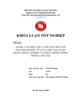 Nâng cao hiệu quả cho vay đối với doanh nghiệp vừa và nhỏ tại ngân hàng hàng nông nghiệp và phát triển nông thôn láng hạ