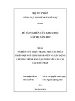 Nghiên cứu thực trạng, nhu cầu  phát triển đội ngủ chấp hành viên và xây dựng chương trình đào tạo theo yêu cầu cải cách tư pháp