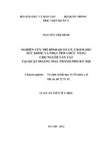 Nhiên cứu mô hình quản lý, chăm sóc sức khỏe và phục vụ chức năng cho người tàn tật tại quận Hoàng Mai, thành phố Hà Nội