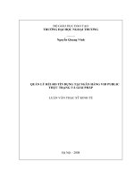 Quản lý rủi ro tín dụng tại ngân hàng VID Public - thực trạng và giải pháp