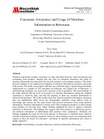 Consumer awareness and usage of nutrition