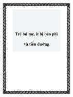 Trẻ bú mẹ, ít bị béo phì và tiểu đường ppt