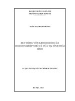 huy động vốn kinh doanh của doanh nghiệp nhỏ và vừa tại tỉnh thái bình