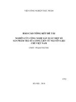 Nghiên cứu công nghệ sản xuất một số sản phẩm trà sữa uống liền từ nguyên liệu chè việt nam