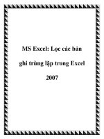 MS Excel: Lọc các bản ghi trùng lặp trong Excel 2007 pptx
