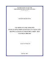 Tác động của việc sinh viên đánh giá hoạt động giảng dạy của giảng viên trường Cao đẳng Sư phạm Thừa Thiên - Huế giai đoạn 2008 - 2010