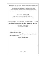 Nghiên cứu ứng dụng chủng nấm men bia mới và cải tiến quy trình công nghệ để sản xuất một số sản phẩm bia mới chất lượng cao