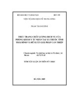 Thực trạng chất lượng dịch vụ của phòng khám y tư nhân tại xã thuộc tỉnh Thái Bình và đề xuất giải pháp can thiệp