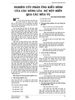 NGHIÊN CỨU PHẢN ỨNG KIỂU HÌNH CỦA CÁC DÒNG LÚA DỰ ĐỘT BIẾN QUA CÁC MÙA VỤ potx