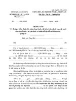 MẪU THÔNG BÁO V/v đo đạc, kiểm định đất, nhà, công trình, vật kiến trúc, cây trồng, vật nuôi của các tổ chức, hộ gia đình, cá nhân để lập hồ sơ bồi thường tại dự án … docx