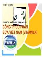 Đánh giá khả năng kinh doanh công ty cổ phần sữa việt nam (vinamilk