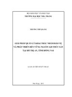 Giải pháp quản lý khai thác nhằm bảo vệ và phát triển bền vững nguồn lợi thủy sản tại hồ Trị An, tỉnh Đồng Nai