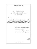nghiên cứu hoàn thiện phương pháp tính và xây dựng quy trình tính chỉ số phát triển con người (HDI) ở việt nam