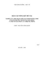 Nghiên cứu tình trạng rối loạn dinh dưỡng lipid ở người trưởng thành tại cộng đồng và một số giải pháp can thiệp dự phòng