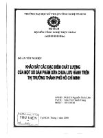 Khảo sát các đặc điểm chất lượng của một số sản phẩm sữa chua lưu hành trên thị trường tp HCM