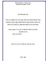 Nâng cao hiệu quả dạy học môn giải tích trong nhà trường trung học phổ thông theo hướng tiếp cận một số vấn đề của phương pháp luận toán học