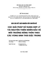 Nghiên cứu các vấn đề môi trường nông thôn việt nam theo các vùng sinh thái đặc trưng, dự báo xu thế diễn biến, đề xuất các chính sách và giải pháp kiểm soát thích hợp   chuyên đề  các giải pháp sử dụng hợp lý tài nguyên thiê