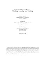 behavioral game theorythinking, learning, and teaching lctn - colin f. camerer