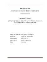ĐỀ CƯƠNG CHI TIẾT KẾ TOÁN TẬP HỢP CHI PHÍ SẢN XUẤT VÀ TÍNH GIÁ THÀNH SẢN PHẨM CỦA CÔNG TY TNHH TÂN PHƯƠNG