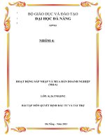 VẤN ĐỀ SÁP NHẬP và MUA bán DOANH NGHIEP