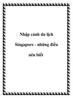 Nhập cảnh du lịch Singapore - những điều nên biết docx