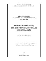Nghiên cứu công nghệ chế biến nguyên liệu khoáng sericite đắc lắc