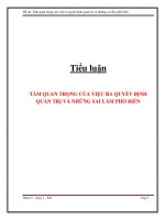 Tầm quan trọng của việc ra quyết định quản trị và những sai lầm phổ biến