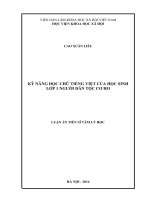 Kỹ năng đọc chữ tiếng Việt của học sinh lớp 1 người dân tộc Cơ ho