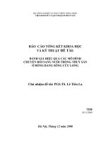 Đánh giá hiệu quả các mô hình chuyển đổi sang nuôi trồng thuỷ sản ở đòng bằng sông cửu long