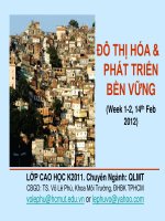 ĐÔ THỊ HÓA & PHÁT TRIỂN BỀN VỮNG (Week 1-2, 14th Feb 2012) ppt
