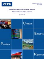 Tác động của hội nhập khu vực đông á tới phúc lợi và sản lượng ngành của việt nam - Regional Integration in East Asia and Its Impacts on Welfare and Sectoral Output in Vietnam To Minh Thu