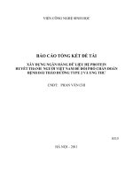 Đề tài : Xây dựng ngân hàng dữ liệu hệ protein huyết thanh  người việt nam để đối phó chẩn đoán bệnh đái tháo đường type 2 và ung thư máu