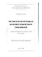 Thực trạng và giải pháp chủ yếu nâng cao hiệu quả kinh tế sử dụng đất canh tác ở ngoại thành Hà Nội