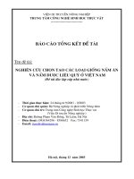 nghiên cứu chọn tạo các loại giống nấm ăn và nấm dược liệu quý ở việt nam