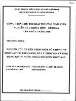 Nghiên cứu tuyển chọn một số chủng vi sinh vật có khả năng xử lý protein và ứng dụng xử lý nước thải chế biến thủy sản