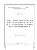 Nghiên cứu thực trạng dạy-học môn Đạo đức y học trong đào tạo bác sĩ tại các trường Đại học Y và đánh giá kết quả can thiệp thử nghiệm