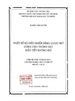 THIẾT KẾ BỘ ĐIỀU KHIỂN BẰNG LOGIC MỜ DÙNG CHO THÔNG GIÓ ĐIỀU TIẾT KHÔNG KHÍ