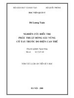 Nghiên cứu điều trị phẫu thuật bỏng sâu vùng cổ tay trước do điện cao thế