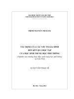 Tác động của các yếu tố gia đình đến kết quả học tập của học sinh trung học phổ thông (Nghiên cứu trường hợp học sinh trung học phổ thông tại Cần Thơ)