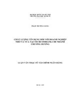 chất lượng tín dụng đối với doanh nghiệp nhỏ và vừa tại techcombank chi nhánh chương dương