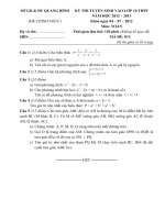 Đề tuyển sinh lớp 10 THPT tỉnh Quảng Bình năm học 2012 - 2013