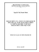 thách thức của toàn cầu hoá kinh tế đối với các nước đang phát triển và những bài học vượt qua thách thức cho việt nam