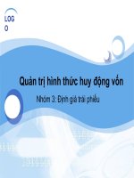 Quản trị hình thức huy động vốn  Nhóm 3: Định giá trái phiếu