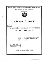 LUẬN VĂN KẾ TOÁN KIỂM TOÁN QUY TRÌNH KIỂM TOÁN KHOẢN MỤC NỢ PHẢI THU ÁP DỤNG TẠI CÔNG TY KIỂM TOÁN AS