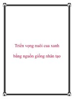 Triển vọng nuôi cua xanh bằng nguồn giống nhân tạo pot