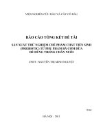Sản xuất thử nghiệm chế phẩm chất tiền sinh (prebiotic) từ phụ phẩm bã cơm dừa để dùng trong chăn nuôi