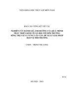 Nghiên cứu đánh giá ảnh hưởng của quá trình phát triển kinh tế xã hội tới môi trường sông thị vải và vùng lân cận  đề xuất giải pháp bảo vệ môi trường