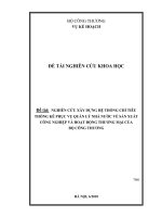 Nghiên cứu xây dựng hệ thống chỉ tiêu thống kê phục vụ quản lý nhà nước về sản xuất công nghiệp và hoạt động thương mại của bộ công thương