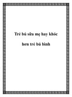 Trẻ bú sữa mẹ hay khóc hơn trẻ bú bình ppt